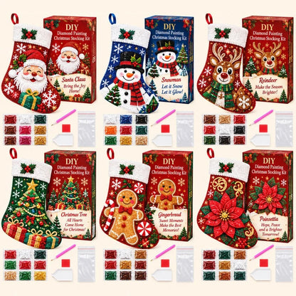🎄 DIY Diamond Painting Christmas Stocking Kit | 6 Festive Designs | Complete Kit with All Tools & Step-by-Step Guide Included 💕