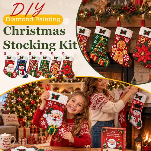 🎄 DIY Diamond Painting Christmas Stocking Kit | 6 Festive Designs | Complete Kit with All Tools & Step-by-Step Guide Included 💕
